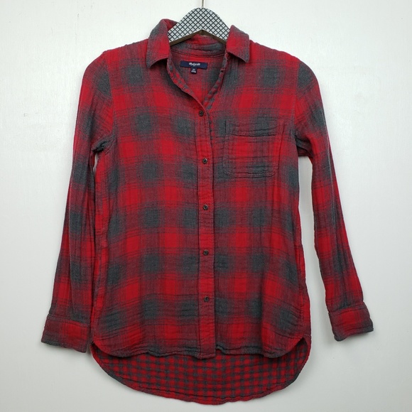 Madewell Tops - Madewell Gray and Red Plaid flannel